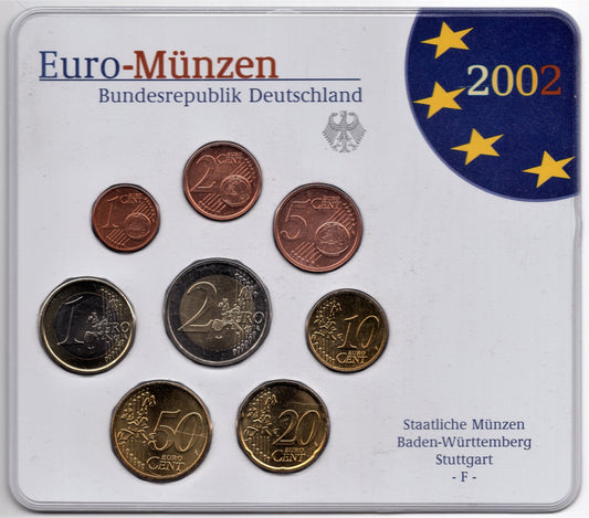 Alemania - Federal - 2002 - Monedas Euros circulación - S/C / UNC - Año 2002 letra F (8m)