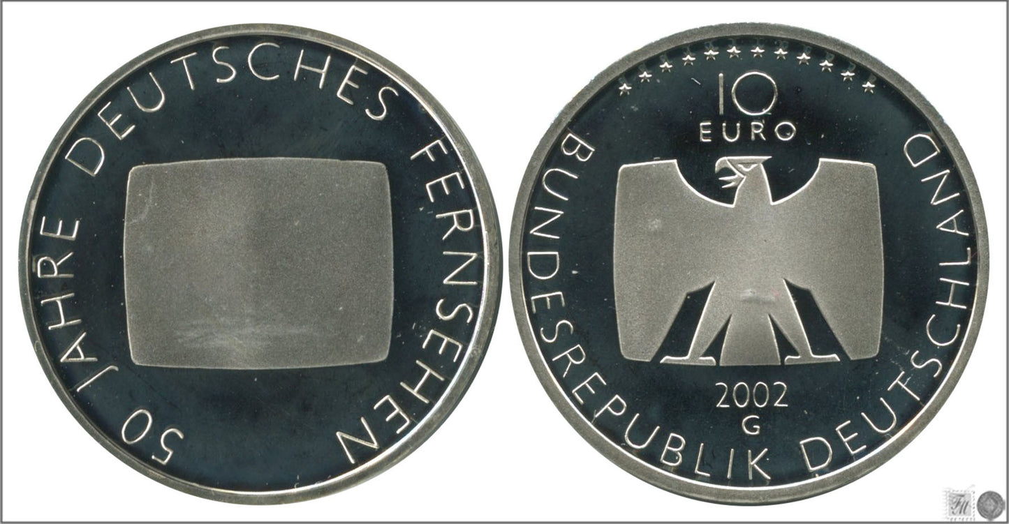 Alemania - Federal - 2002 - Monedas euros en plata - S/C / UNC - 10 € año 2002 letra G / Televisión