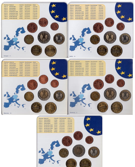 Alemania - Federal - 2003 - Monedas Euros en cartera oficial - FDC / MS - Juego 5 Carteras 2003 (40m)