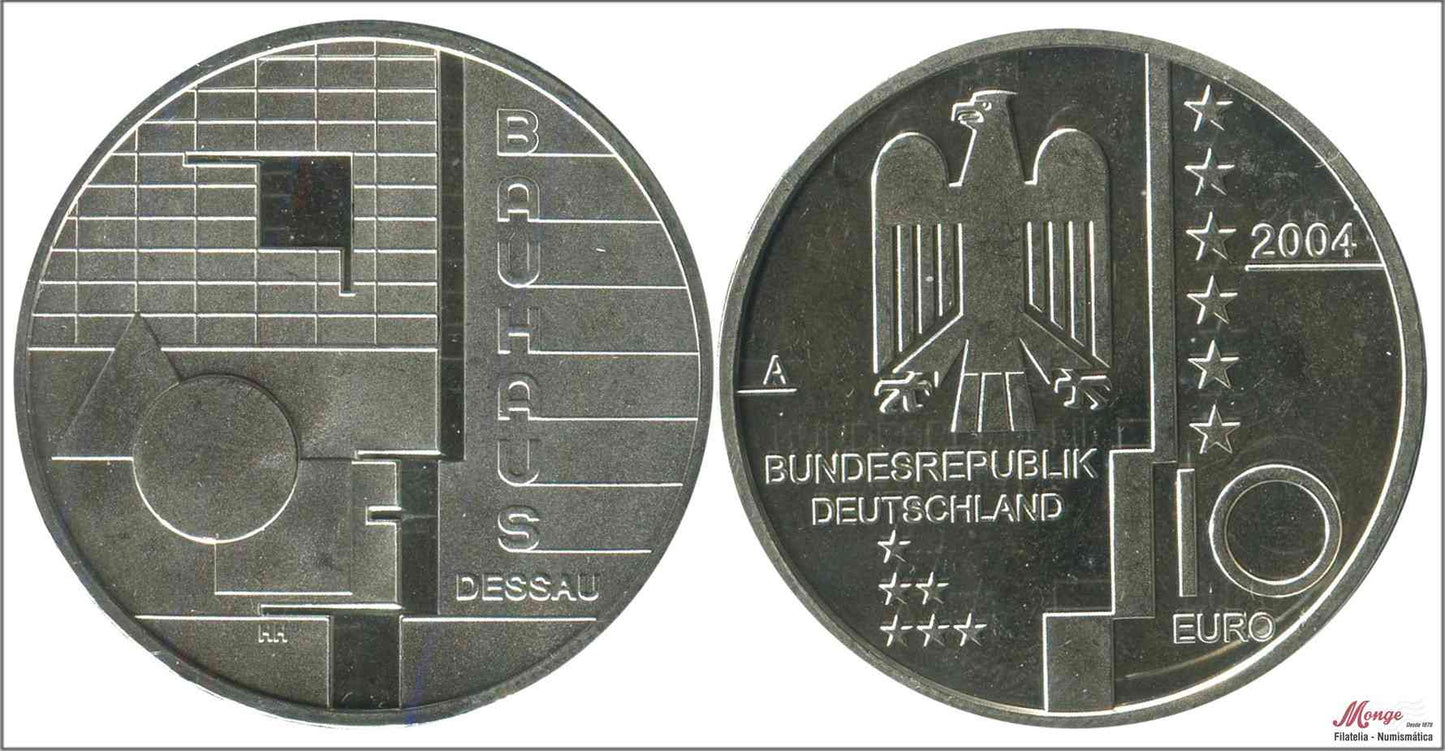 Alemania - Federal - 2004 - Monedas euros en plata - S/C-/aUNC - 10 € año 2004 letra A / Bauhaus