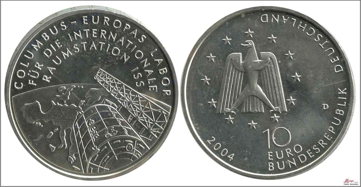 Alemania - Federal - 2004 - Monedas euros en plata - S/C / UNC - 10 € año 2004 letra D / Columbus