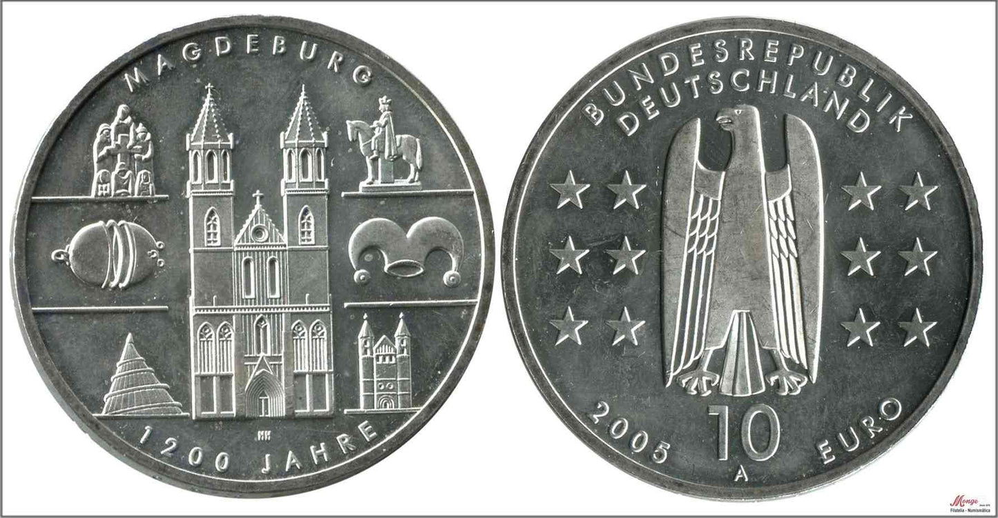 Alemania - Federal - 2005 - Monedas euros en plata - Nº KM00240 - S/C / UNC - 10 € año 2005 letra A - 18 gr.