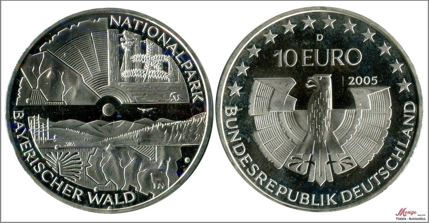 Alemania - Federal - 2005 - Monedas euros en plata - S/C / UNC - 10 € año 2005 letra D / Parque Nacional