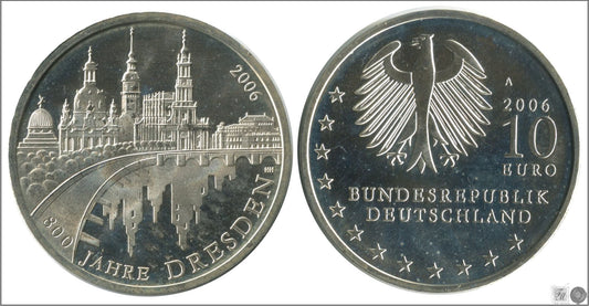 Alemania - Federal - 2006 - Monedas euros en plata - S/C / UNC - 10 € año 2006 Letra A / 800 Aniv. Dresden