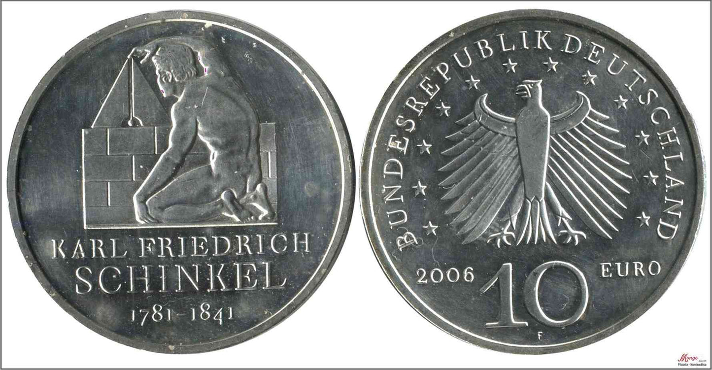 Alemania - Federal - 2006 - Monedas euros en plata - S/C / UNC - 10 € año 2006 letra F / Schinkel