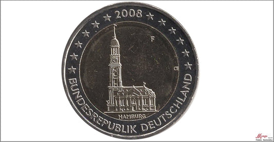 Alemania - Federal - 2008 - Monedas Euros circulación - S/C / UNC - 2 € año 2008 / Hamburg (1ceca)