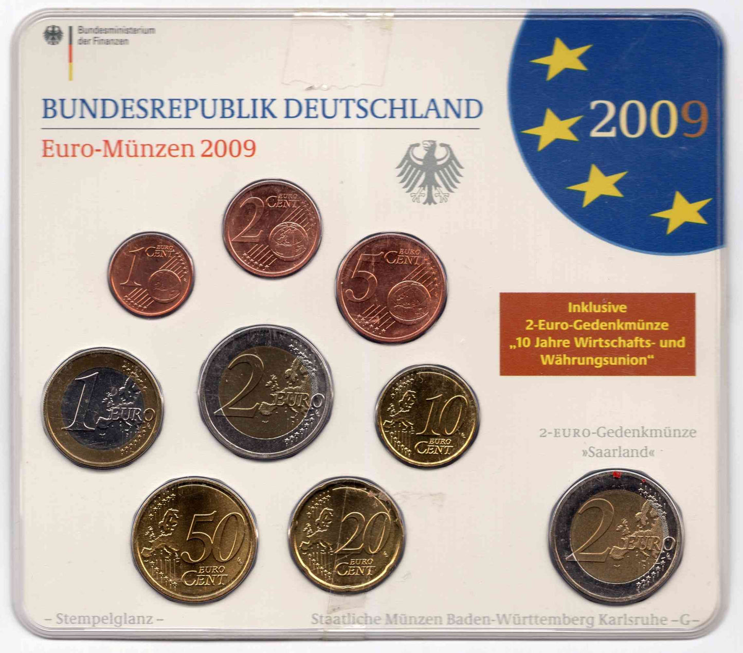 Alemania - Federal - 2009 - Monedas Euros circulación - FDC / MS - Año 2009 (9 monedas) / letra ´G´