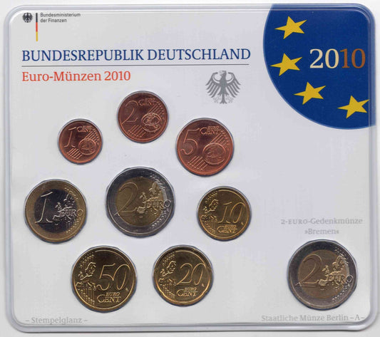 Alemania - Federal - 2010 - Monedas Euros circulación - FDC / MS - Año 2010 (9 monedas) / letra ´A´