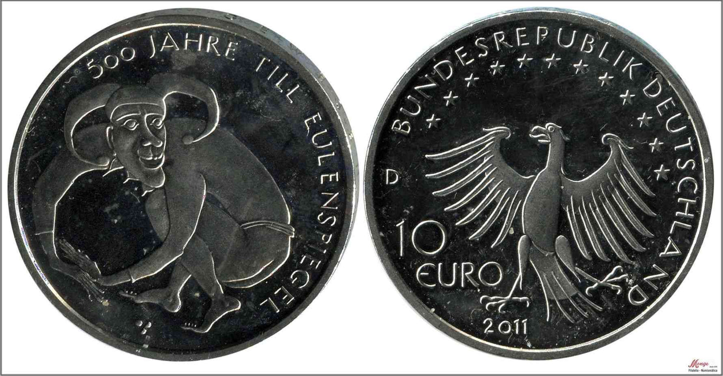 Alemania - Federal - 2011 - Monedas Euros circulación - S/C / UNC - 10 € año 2011 letra D / 500 An. Eulenspiegel