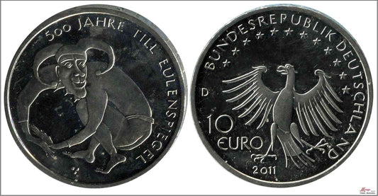 Alemania - Federal - 2011 - Monedas Euros circulación - S/C / UNC - 10 € año 2011 letra D / 500 An. Eulenspiegel