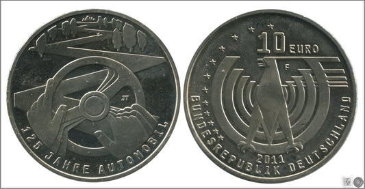 Alemania - Federal - 2011 - Monedas Euros circulación - S/C / UNC - 10 € año 2011 letra F / 125 Aniv. Automovil