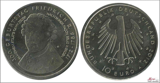 Alemania - Federal - 2012 - Monedas Euros circulación - S/C / UNC - 10 € Año 2012 Letra A / 300 Geburtstag Friedrich II