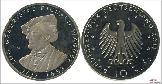 Alemania - Federal - 2013 - Monedas Euros circulación - S/C / UNC - 10 € año 2013 letra D / Richard Wagner