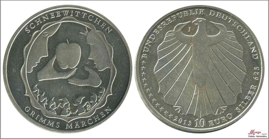 Alemania - Federal - 2013 - Monedas Euros circulación - S/C / UNC - 10 € año 2013 letra J / Hermanos Grim / Blanca Nieves