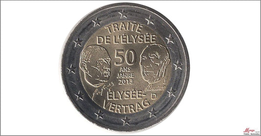 Alemania - Federal - 2013 - Monedas Euros circulación - S/C / UNC - 2 € Año 2013/ 50 Aniversario Tratado del Eliseo (1 moneda)