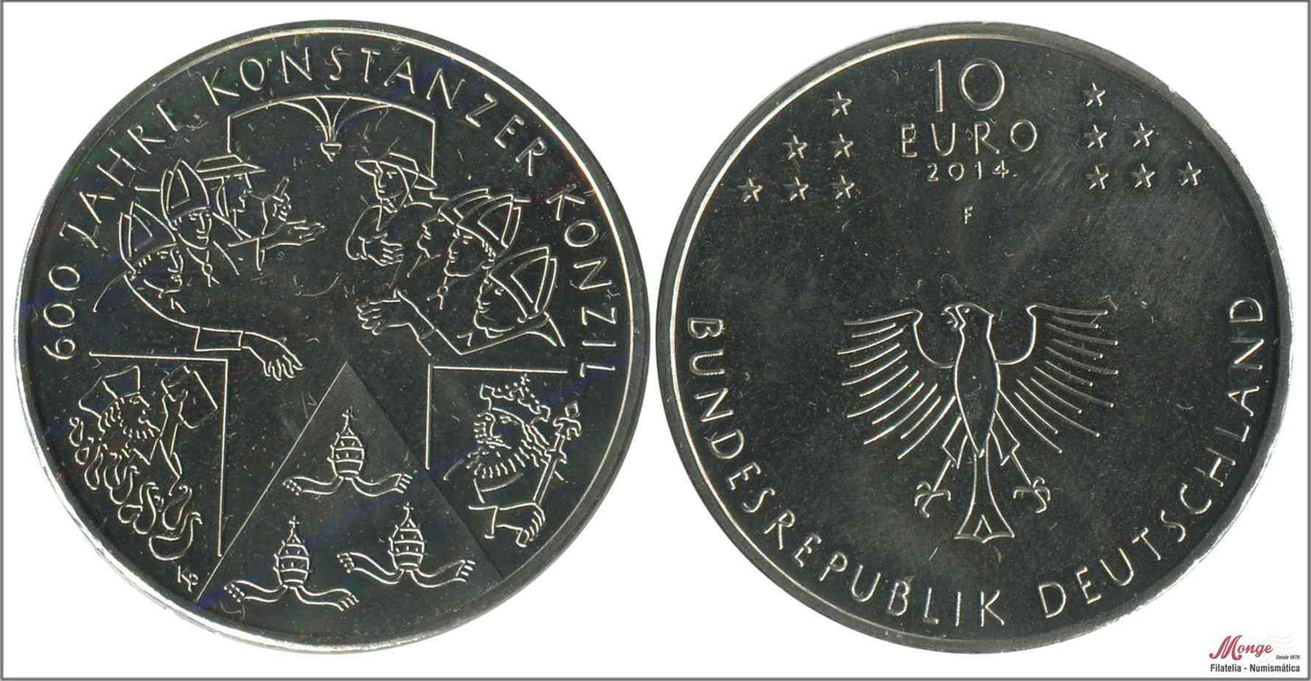 Alemania - Federal - 2014 - Monedas Euros circulación - S/C / UNC - 10 € año 2014 Letra F / 600 Aniv. Konstanzer Konzil