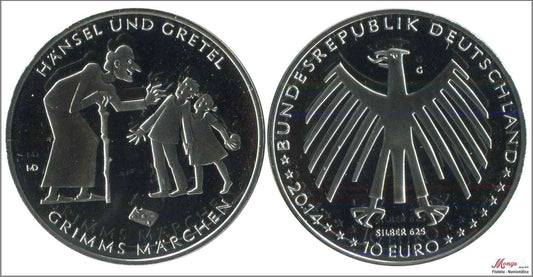 Alemania - Federal - 2014 - Monedas euros en plata - Nº KM00328A - PROOF - 10 € Año 2014 Letra G /Hansel y Gretel