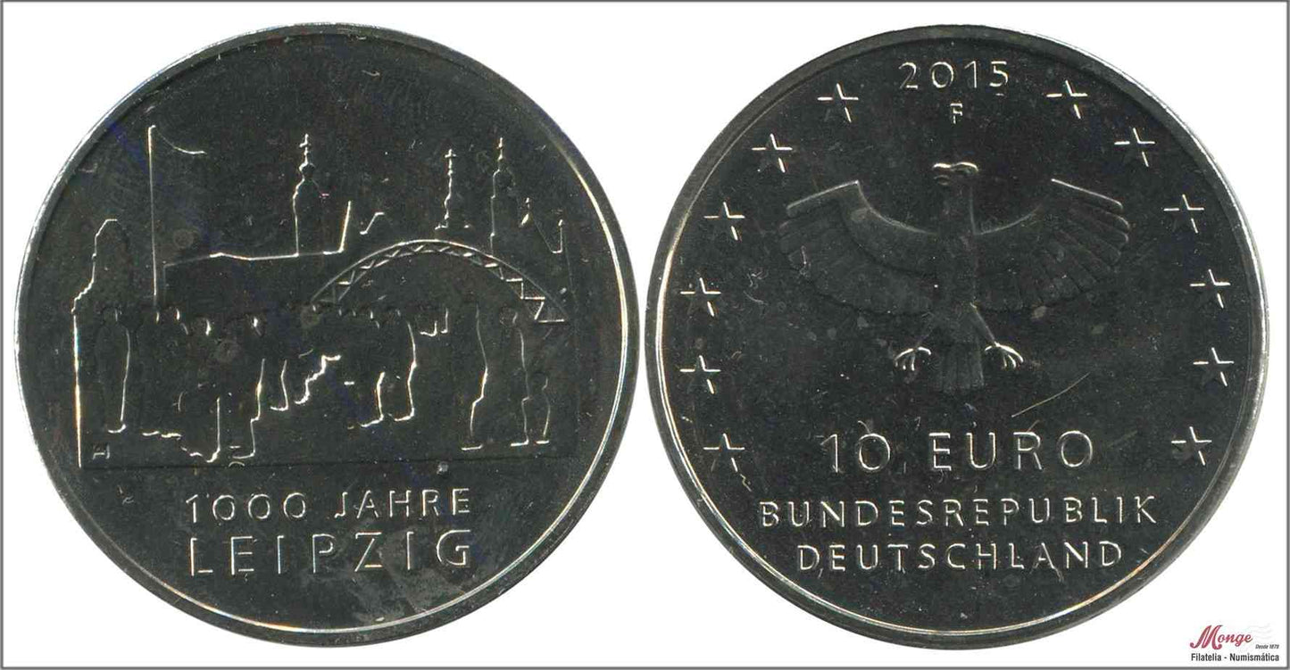 Alemania - Federal - 2015 - Monedas Euros circulación - S/C / UNC - 10 € año 2015 Letra F / 1000 Años Leipzig