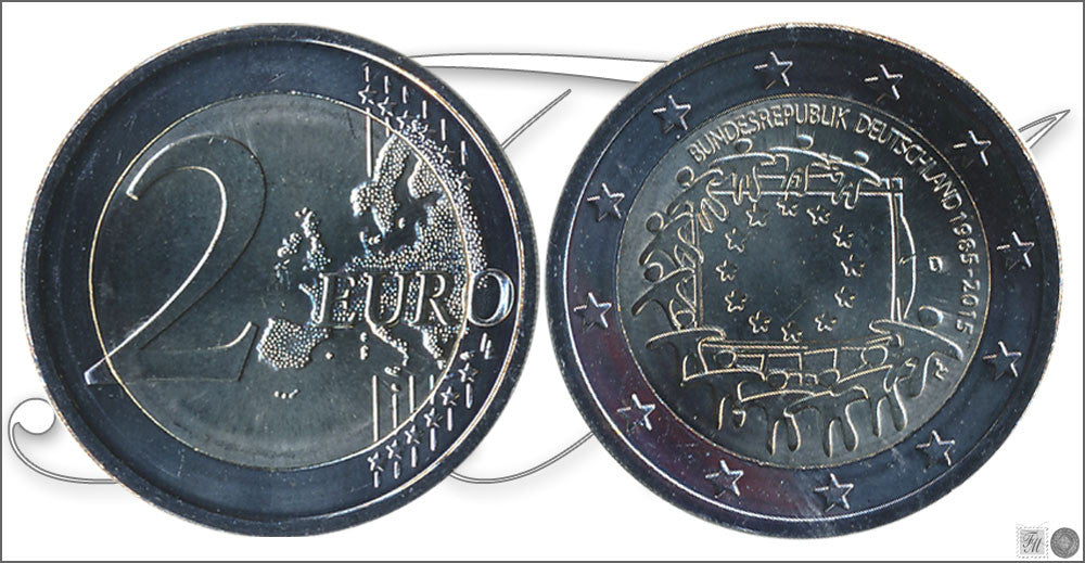 Alemania - Federal - 2015 - Monedas Euros circulación - S/C / UNC - 2 € Año 2015 / 30Aniv. Bandera de la UE (1 moneda)