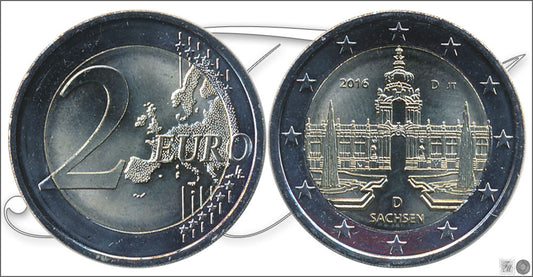 Alemania - Federal - 2016 - Monedas Euros circulación - S/C / UNC - 2 € Año 2016 / Sachsen / suelta