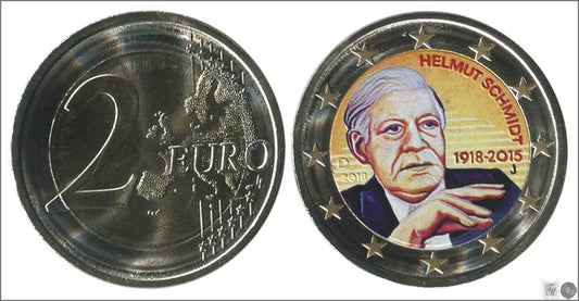 Alemania - Federal - 2018 - Monedas Euros Color - S/C / UNC - 2 € Año 2018 / Centenario del Nacimiento de Helmut Schmidt / 1 mon