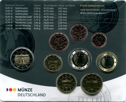 Alemania - Federal - 2020 - Monedas Euros en cartera oficial - FDC / MS - Cartera 2020 (9 monedas)