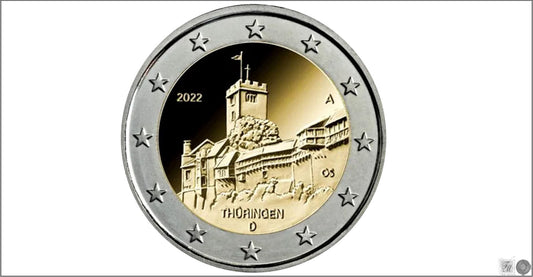 Alemania - Federal - 2022 - Monedas Euros circulación - S/C / UNC - 2 € Año 2022 / Turingia / Castillo de Wartburg