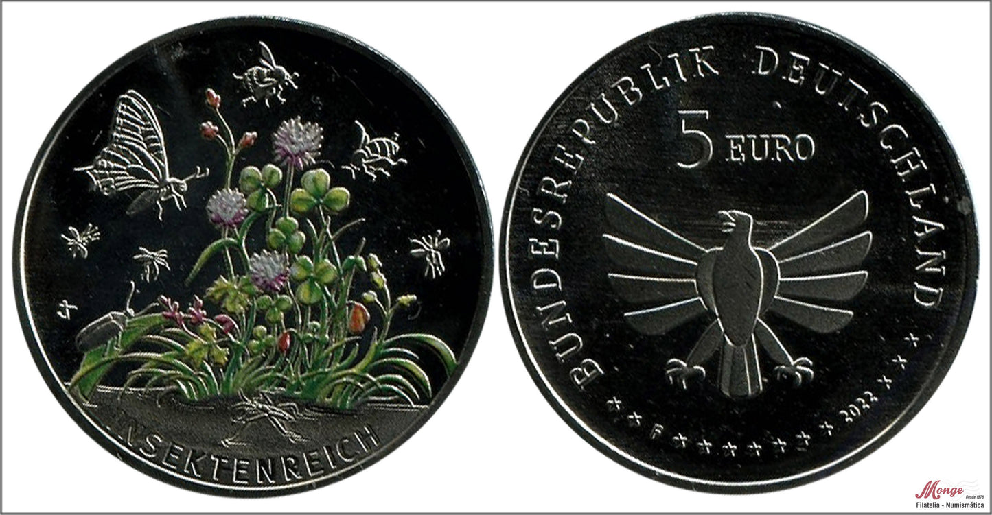 Alemania - Federal - 2022 - Monedas Euros circulación - S/C / UNC - 5 € Año 2022 / Reino de los insectos