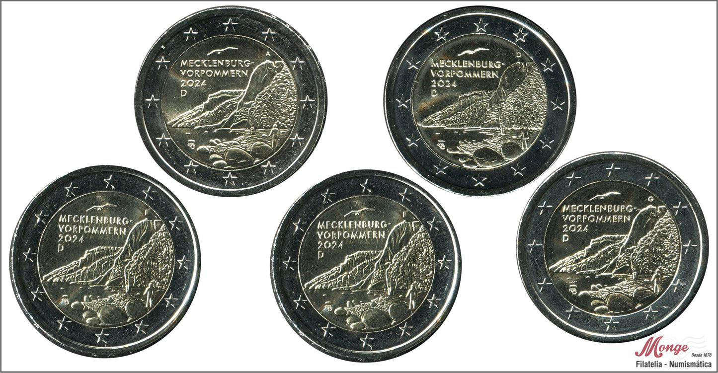 Alemania - Federal - 2024 - Monedas Euros circulación - S/C / UNC - 2 € Año 2024 / Mecklenburgo - Pomerania Occidental (5 cecas/