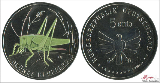 Alemania - Federal - 2024 - Monedas Euros circulación - S/C / UNC - 5 € Año 2024 / Grillo Verde