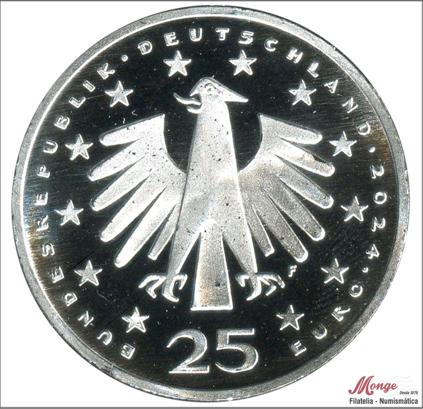 Alemania - Federal - 2024 - Monedas euros en plata - S/C / UNC - 25 € año 2024 / Arco de Velas Navideñas / Letra F