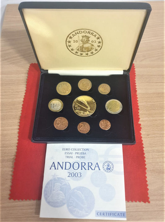 Andorra - 2003 - Monedas Euros en Prueba - FDC / MS - Estuche 2003 (9 piezas)