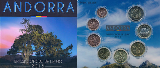 Andorra - 2015 - Monedas Euros en cartera oficial - FDC / MS - Año 2015 (8 monedas)