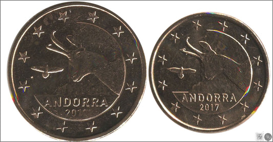 Andorra - 2017 - Monedas Euros circulación - S/C / UNC - Año 2017 1 y 2 centimos