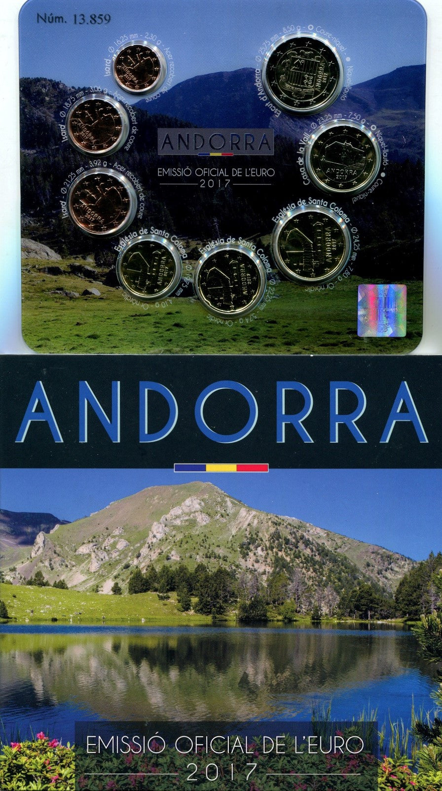 Andorra - 2017 - Monedas Euros en cartera oficial - FDC / MS - Año 2017 (8 monedas)