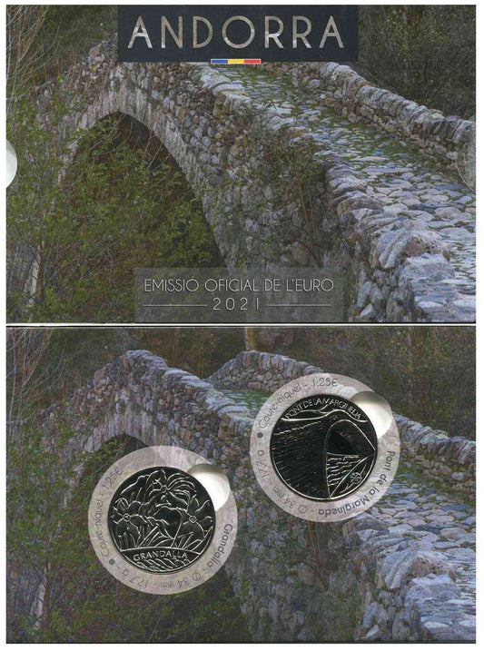 Andorra - 2021 - Monedas Euros circulación - PROOF - 1,25 € Año 2021 (2 monedas) / Pont de la Margineda - Grandalla