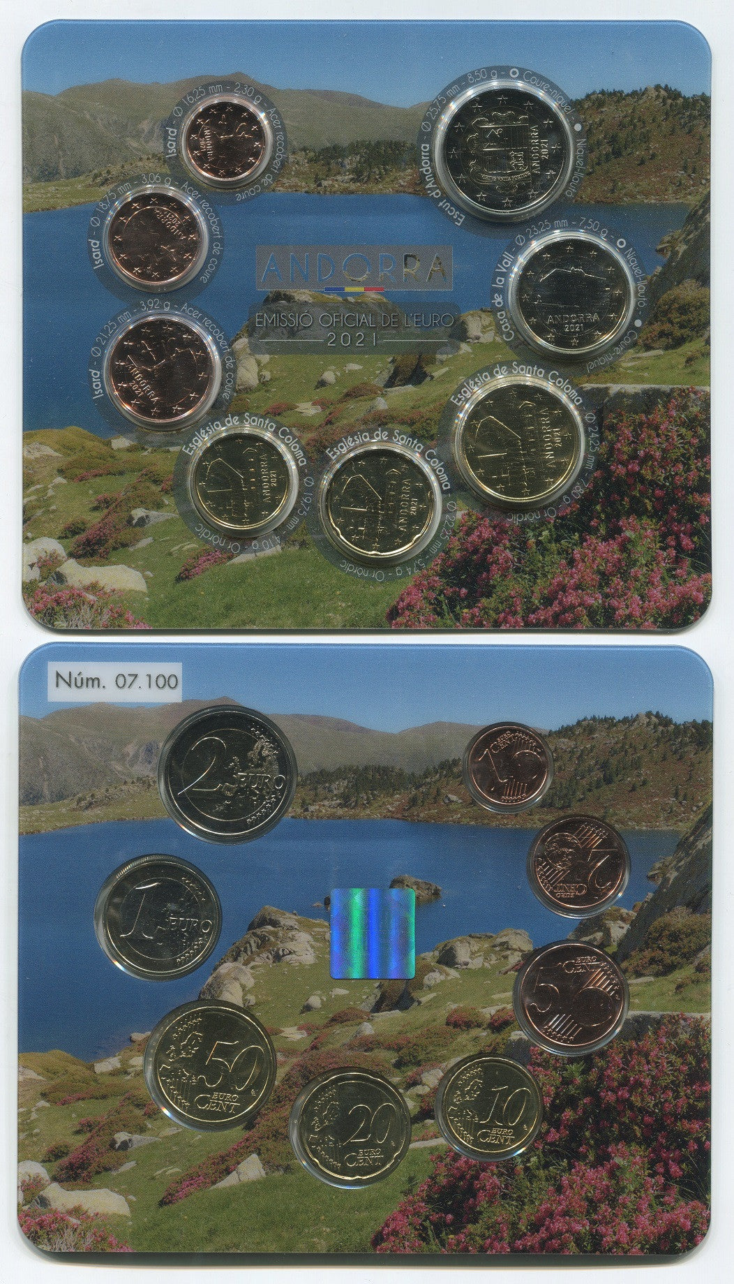 Andorra - 2021 - Monedas Euros en cartera oficial - FDC / MS - Año 2021 (8 monedas)