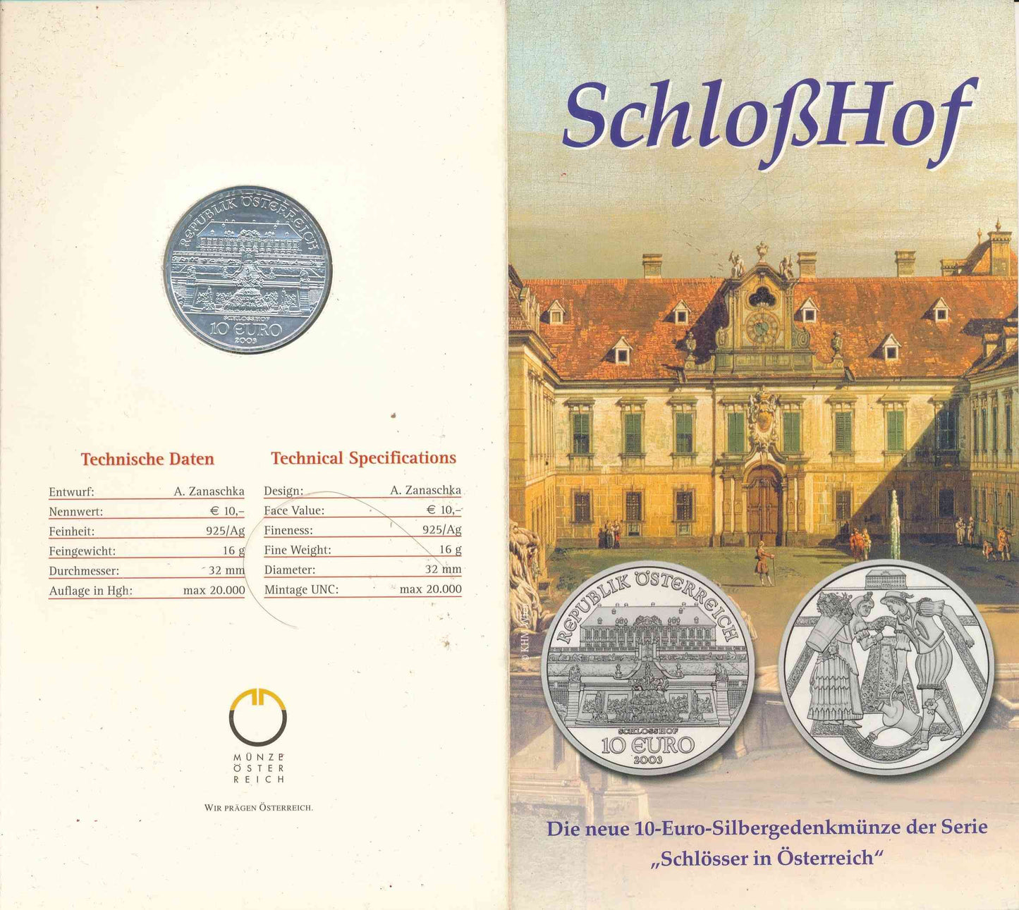 Austria - 2003 - Monedas euros en plata - Nº KM03103 - S/C / UNC - 10 € año 2003 / Castillo Hof