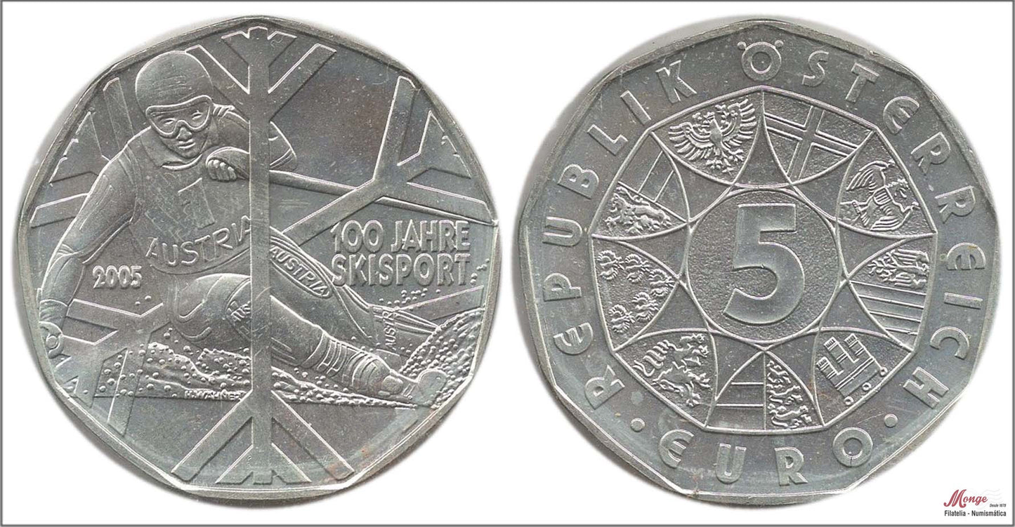 Austria - 2005 - Monedas euros en plata - S/C / UNC - 5 € año 2005 Skisport