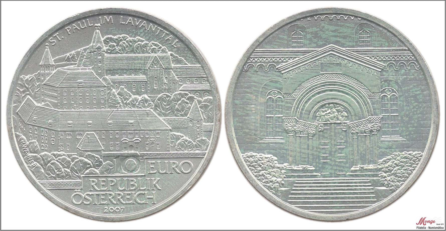 Austria - 2007 - Monedas euros en plata - Nº KM03148 - S/C / UNC - 10 € año 2007 St. Paul im Lavanttal