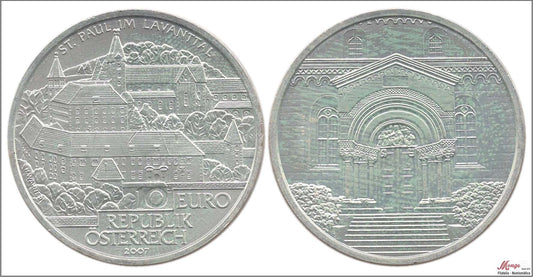 Austria - 2007 - Monedas euros en plata - Nº KM03148 - S/C / UNC - 10 € año 2007 St. Paul im Lavanttal