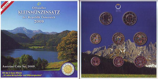 Austria - 2009 - Monedas Euros en cartera oficial - FDC / MS - Cartera año 2009 (8 monedas)