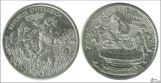 Austria - 2010 - Monedas euros en plata - S/C / UNC - 10 € Año 2010 / Cuentos y leyendas/ Carlomagno en el Untersber