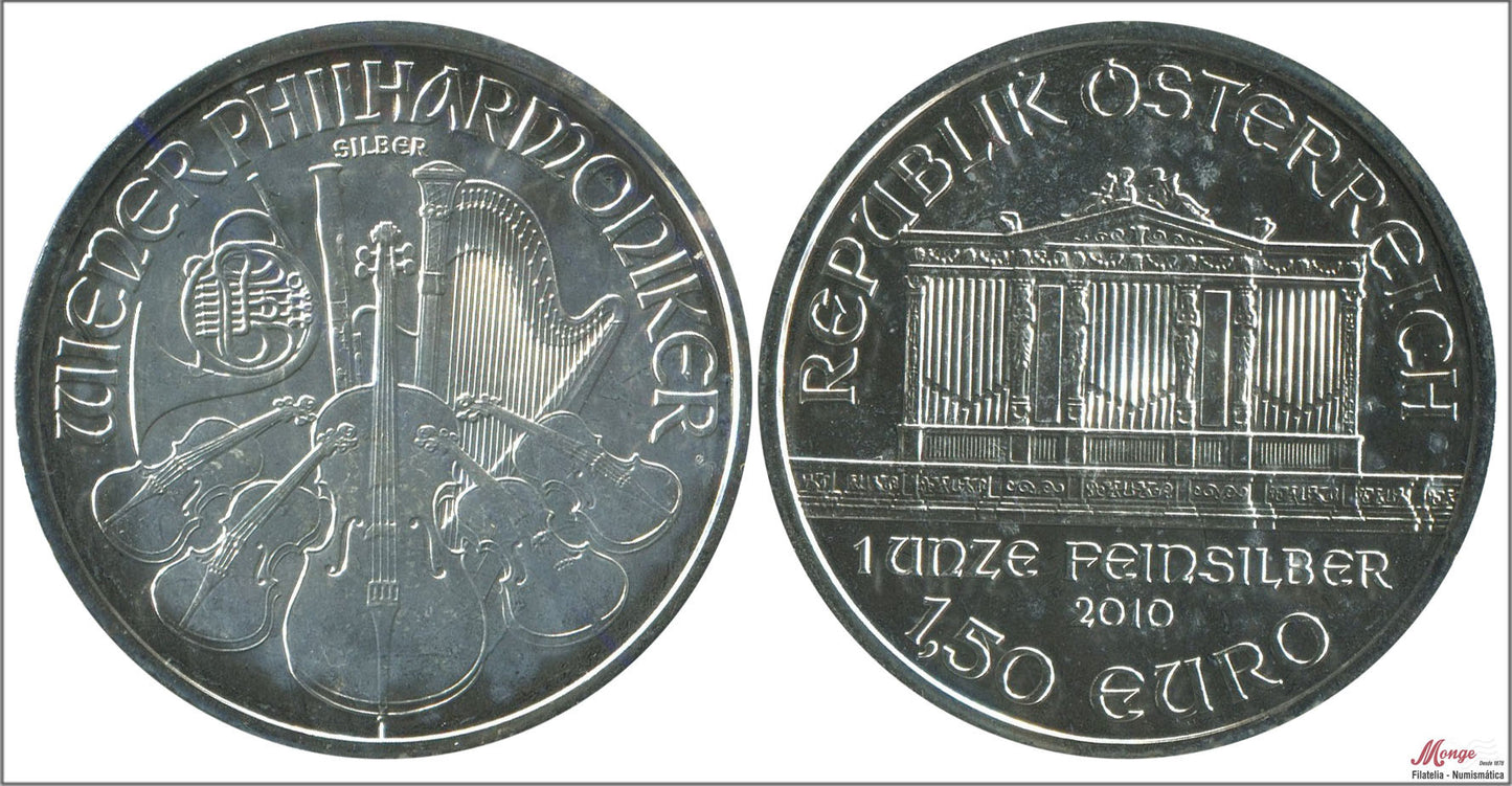 Austria - 2010 - Monedas euros en plata - S/C / UNC - 1´50 € Año 2010 / Wiener Philharmoniker / 31,50 gr. plata