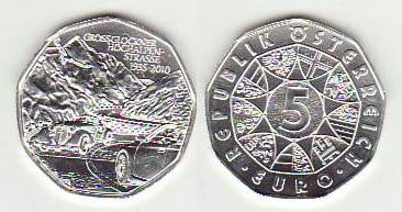 Austria - 2010 - Monedas euros en plata - S/C / UNC - 5 € Año 2010 / 75 Aniv. Grossglockner Hochalpenstrasse