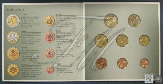 Austria - 2011 - Monedas Euros en cartera oficial - FDC / MS - Cartera 2011 (8 monedas)