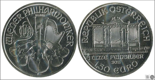 Austria - 2011 - Monedas euros en plata - FDC / MS - 1´50 € Año 2011 / Wiener Philharmoniker / 31,50 gr. plata