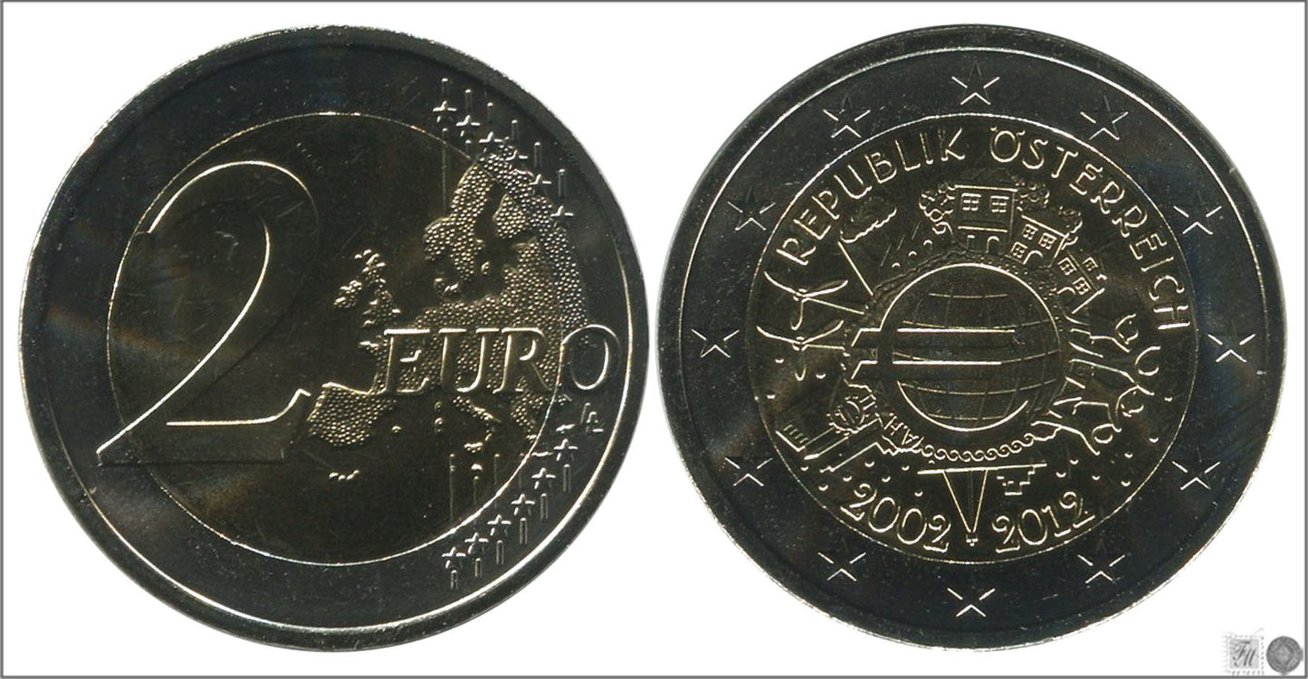 Austria - 2012 - Monedas Euros circulación - S/C / UNC - 2 € Año 2012 / Aniversario Euro