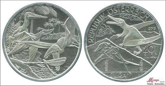 Austria - 2013 - Monedas euros en plata - Nº KM03223 - PROOF - 20 € año 2013 / Jurásico - Vida en el aire / 20 gr. plata