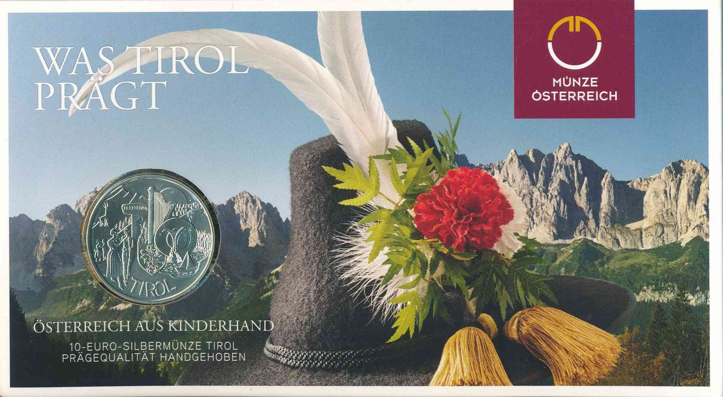 Austria - 2014 - Monedas euros en plata - FDC / MS - 10 € Año 2014 / Tirol / en plafon oficial